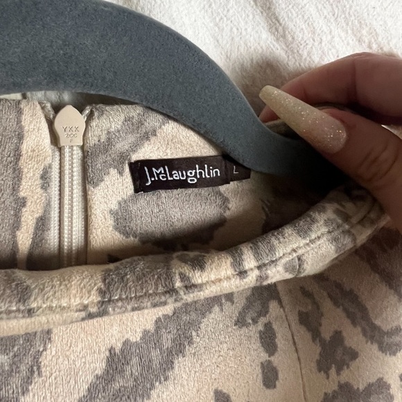 J. McLaughlin Liz Suede Jaguar Print Sheath Dress large nwot - Picture 2 of 6